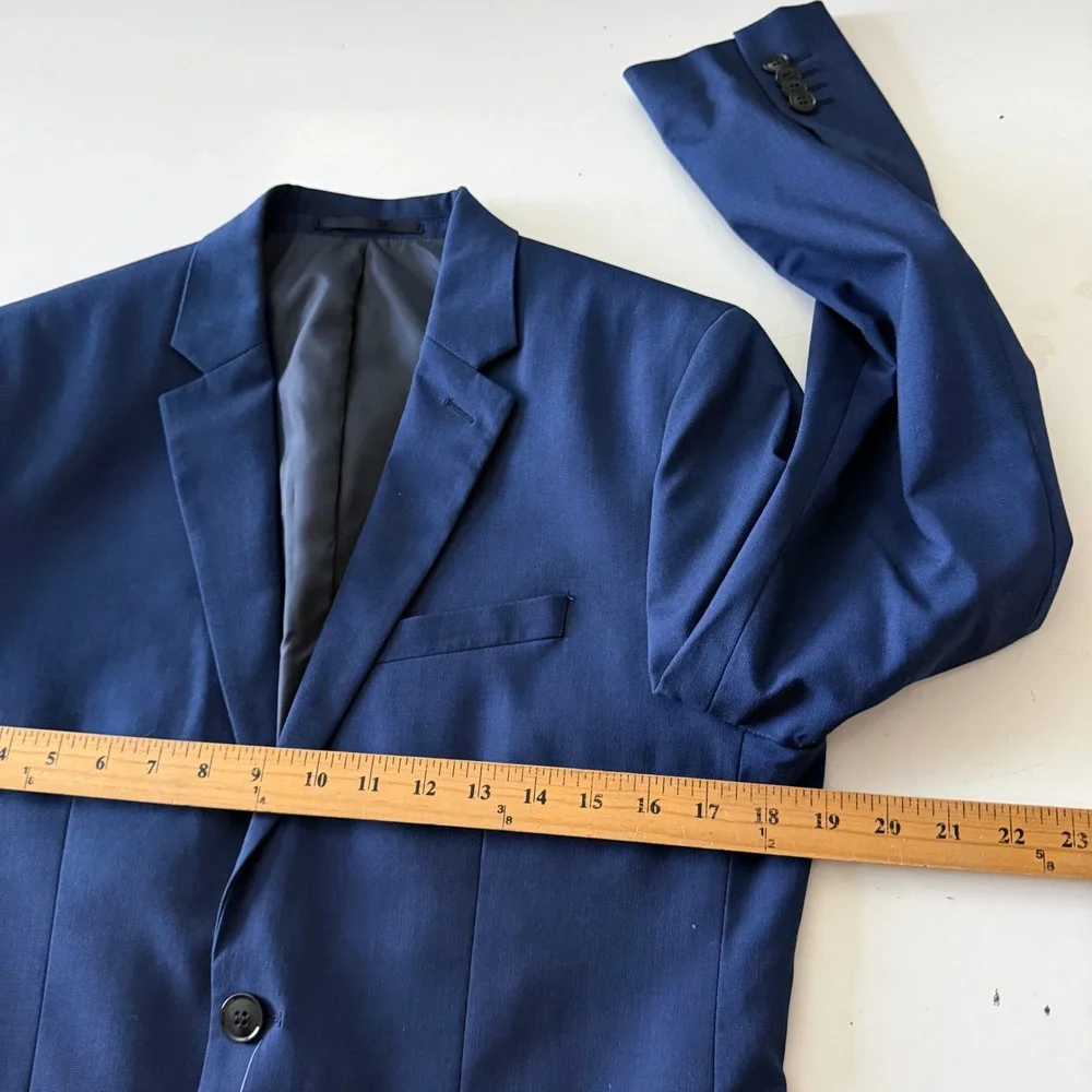 H&M Slim Fit Blazer Mens 38R Dark Blue Two Button Notch Lapel Suit Jacket NEW